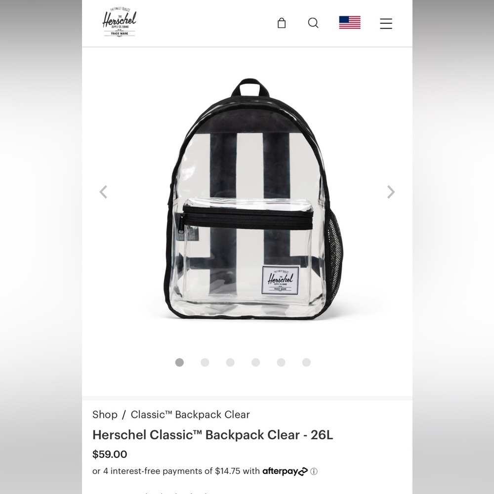 Hershel 26l clear back pack